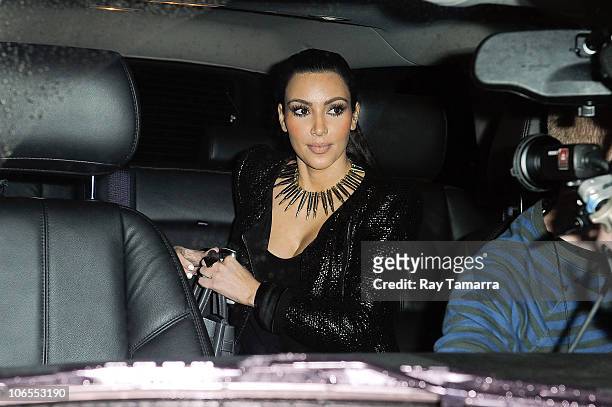 Television personality Kim Kardashian leaves their Dash Soho clothing store on November 4, 2010 in New York City.