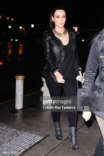 Television personality Kim Kardashian enters her Downtown Manhattan hotel on November 4, 2010 in New York City.