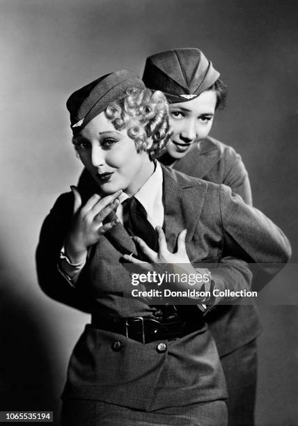 Actress Thelma Todd and Patsy Kelly in a scene from the movie "Air Fright"