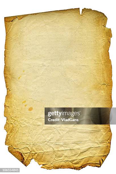 papel velho texturizado com tattered edge. sobre branco - folha papel imagens e fotografias de stock