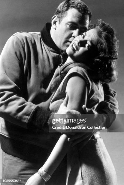 Actress Natalie Wood and Raymond Burr in a scene from the movie "A Cry in the Night"