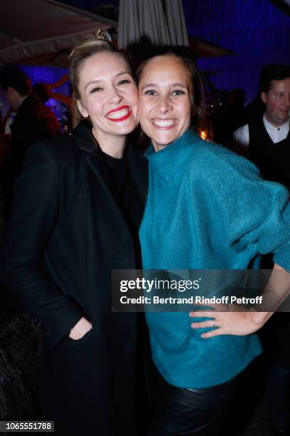 Actresses Lilou Fogli and Julie de Bona attend the Inauguration of the "Chalet Les Neiges - Courchevel" on the terrace of the Hotel "Barriere Le...