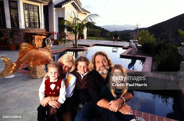 Actor Dan Haggerty famous for his role as Grizzly Adams poses with his wife Samantha, younger son Cody, daughter Megan and older son Dylan December...