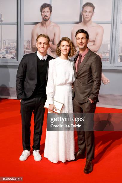 German actor, director and producer Matthias Schweighoefer, German-Swiss actress Miriam Stein and German actor Florian David Fitz attend the German...