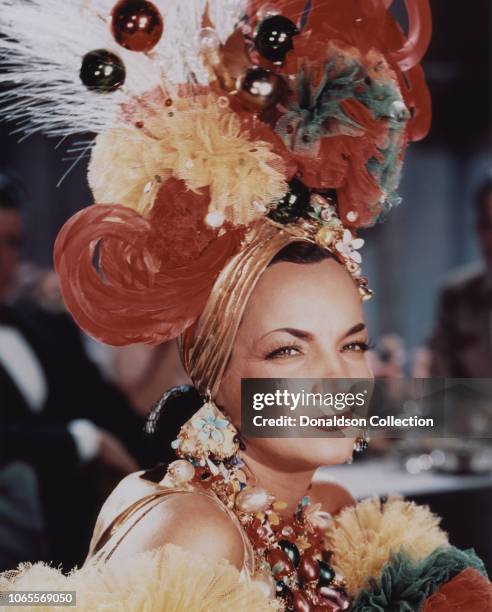 Actress Carmen Miranda in a scene from the movie "That Night in Rio"