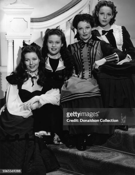 Actress Loretta Young, Polly Ann Young, Gergianna Young and Sally Blaine in a scene from the movie "The Story of Alexander Graham Bell"