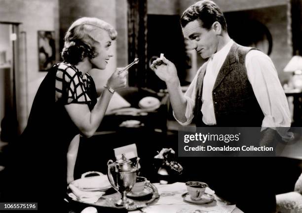 Actress Joan Blondell and James Cagney in a scene from the movie "Footlight Parade"