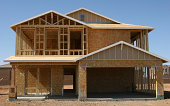Newly framed home on construction site