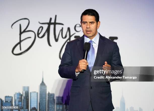 Cesar Conde is seen at the "Betty En NY" cast reveal press conference at Telemundo Center on November 26, 2018 in Miami, Florida.