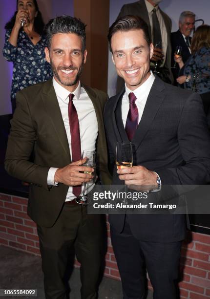 Erick Elias and Rodolfo Salas are seen at the "Betty En NY" cast reveal press conference at Telemundo Center on November 26, 2018 in Miami, Florida.