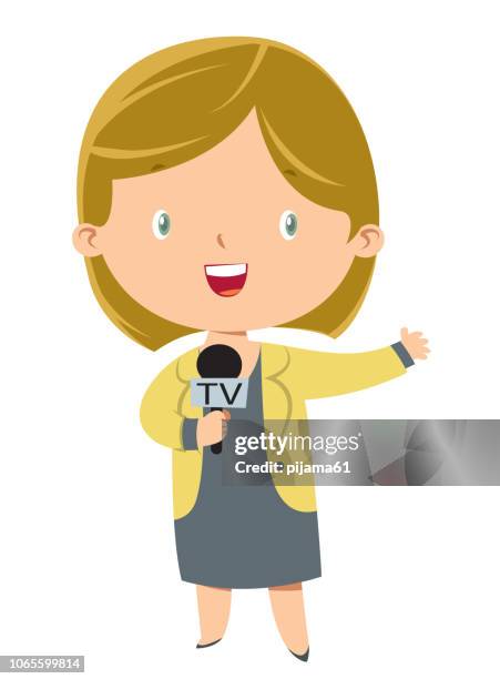 reporter girl - young journalist stock illustrations