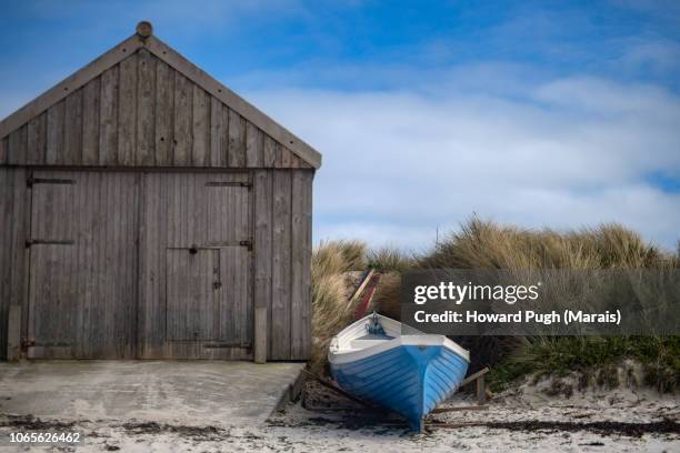 boat, shed, coastal landscape - fine arts center stock pictures, royalty-free photos & images