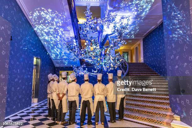 Claridge's Christmas Tree Unveiling at Claridge's Hotel on November 27, 2018 in London, England.