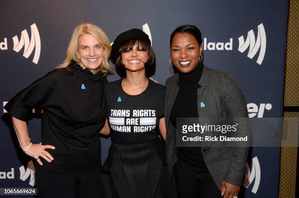 Sarah Kate Ellis, Kat Graham, and Pam Stewart celebrate accelerating acceptance for the LGBTQ community at the GLAAD Atlanta Gala in partnership with...