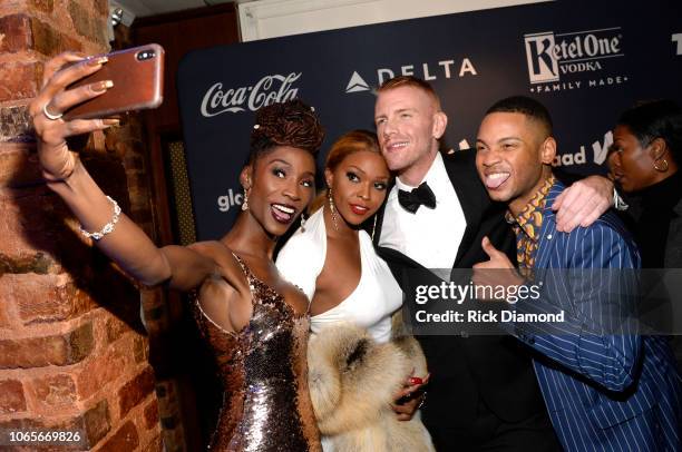 From left, Angelica Ross, Amiyah Scott, Daniel Newman, and Ryan Jamaal Swain ccelebrate accelerating acceptance for the LGBTQ community at the GLAAD...