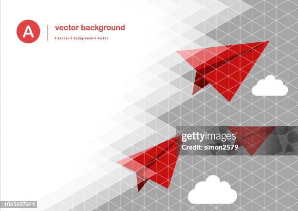 paper airplane with color pixels pattern background - airplane rows stock illustrations