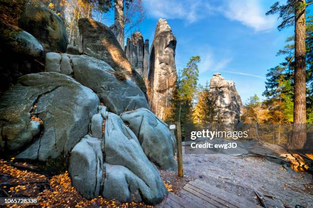 national park adrspach-teplice rocktown - autumn czech republic stock pictures, royalty-free photos & images