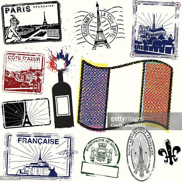 stockillustraties, clipart, cartoons en iconen met viva la stamps de france - provence