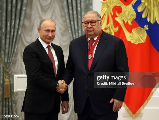 Russian President Vladimir Putin gestures during the State Awards Ceremony at the Kremln in Moscow, November 2018. Putin is planning to meet...