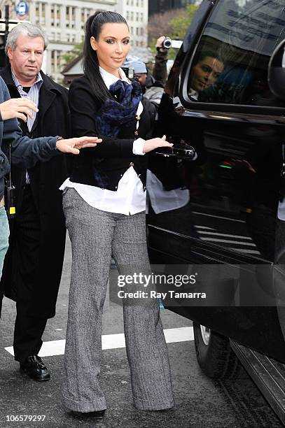 Personality Kim Kardashian leaves J&R Music and Computer World department store on November 5, 2010 in New York City.