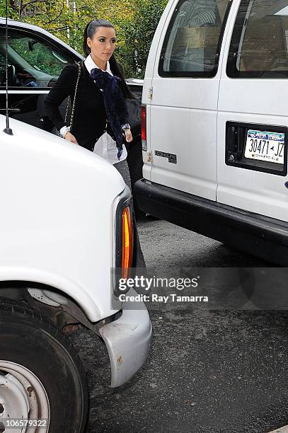 Personality Kim Kardashian enters J&R Music and Computer World department store on November 5, 2010 in New York City.