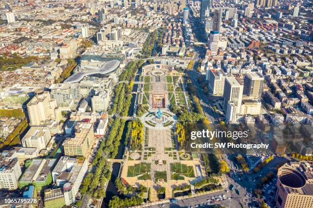 drone photo of spring city square in jinan city - jinan city stock-fotos und bilder