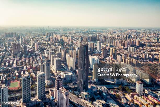 drone photo of jinan cityscape, shandong province , china - jinan city stock pictures, royalty-free photos & images