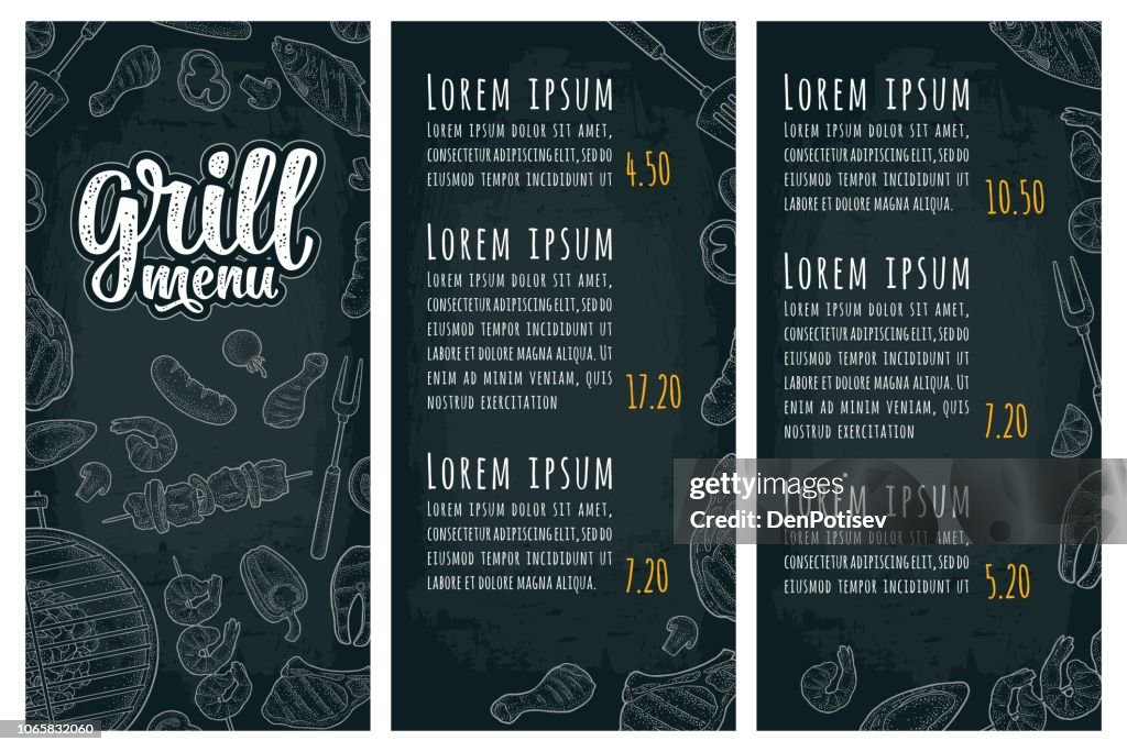 Restaurant Or Cafe Menu Bbq With Price Grill Menu Handwriting Lettering ...