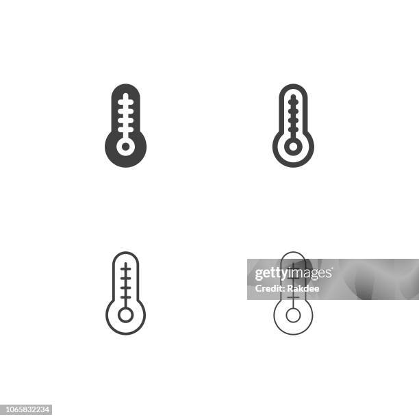 thermometer icons - multi series - measuring height stock illustrations