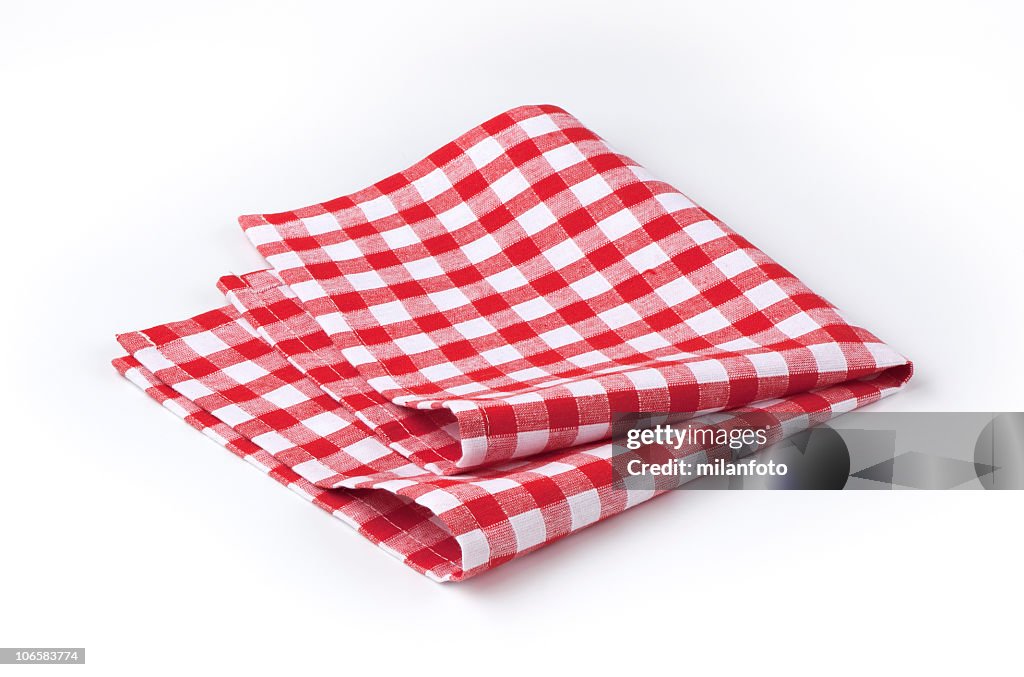 Red and white tea towel