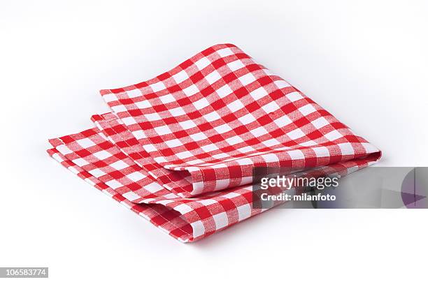 red and white tea towel - napkin stock pictures, royalty-free photos & images