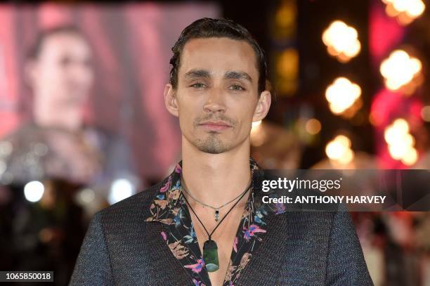 Irish actor Robert Sheehan poses upon arrival to attend the World Premiere of the film "Mortal Engines" in London on November 27, 2018.