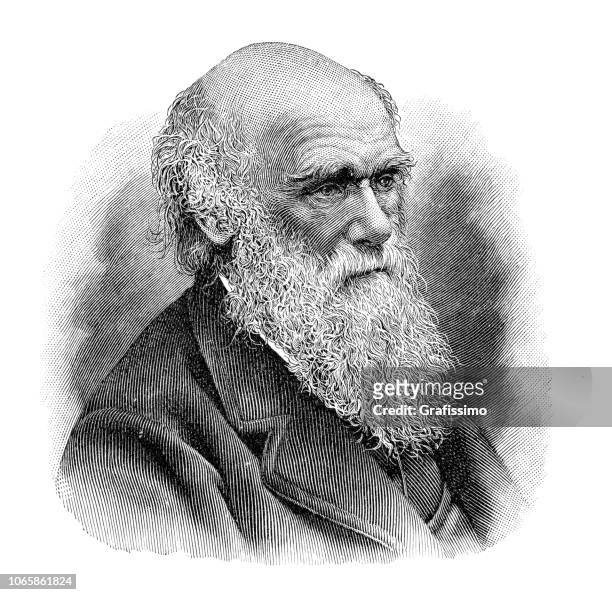 ilustrações, clipart, desenhos animados e ícones de ilustração de retrato de charles darwin - charles darwin