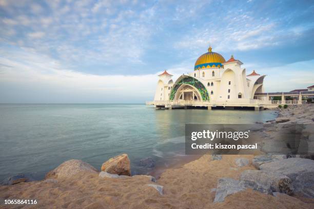 masjid selat mosque ( malacca straits mosque ) in malacca , malaysia - masjid selat melaka stock pictures, royalty-free photos & images