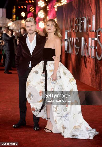 Ronan Raftery and Leila George attend the World Premiere of "Mortal Engines" at Cineworld Leicester Square on November 27, 2018 in London, England.