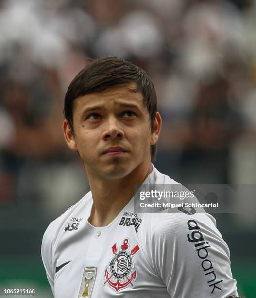 Angel Romero of Corinthians looks on before a match between Corinthians and Sao Paulo for the Brasileirao Series A 2018 at Arena Corinthians on...