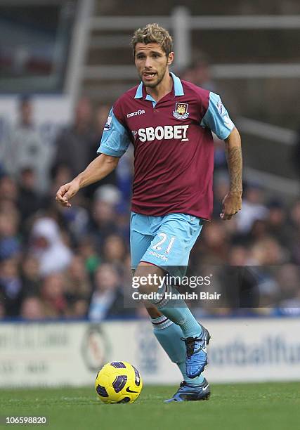 Valon Behrami of West Ham in action during the Barclays Premier League match between Birmingham City and West Ham United at St Andrews on November 6,...