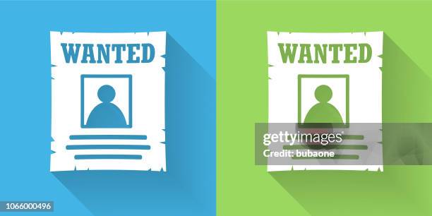 wanted poster icon with long shadow - wanted poster stock illustrations