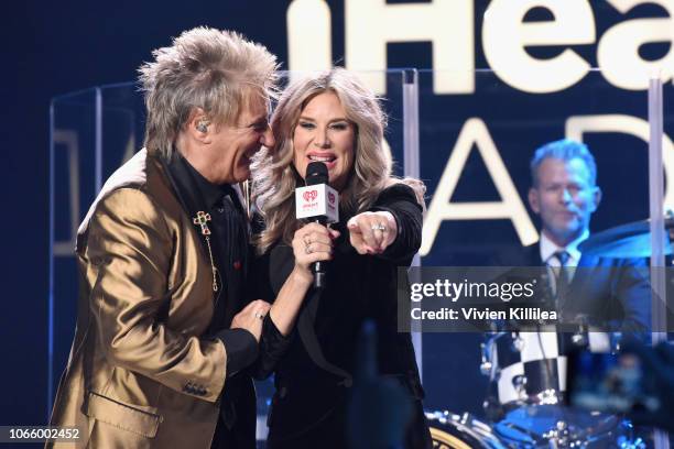 Rod Stewart speaks with host Ellen K onstage at iHeartRadio LIVE at iHeartRadio Theater on November 27, 2018 in Burbank, California.