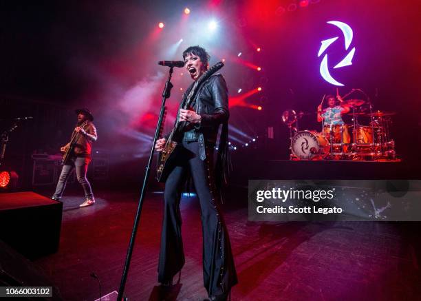 Joe Hottinger, Lzzy Hale and Arejay Hale of Halestorm perform at The Fillmore Detroit on November 27, 2018 in Detroit, Michigan.