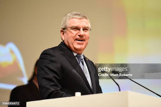 President Thomas Bach addresses during the XXIII ANOC General Assembly Tokyo 2018 on November 28, 2018 in Tokyo, Japan.