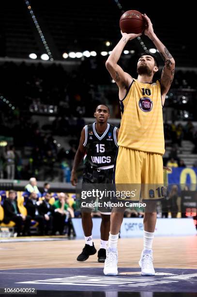 Carlos Delfino of Fiat Torino Auxilium in action during the EuroCup 7Days basketball match between Fiat Torino Auxilium and Unics Kazan. Unics Kazan...