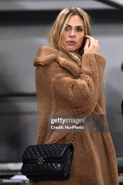 Ilary Blasi is an italian showgirl and wife of Francesco Totti during the UEFA Champions League match between Roma and Real Madrid at Stadio...