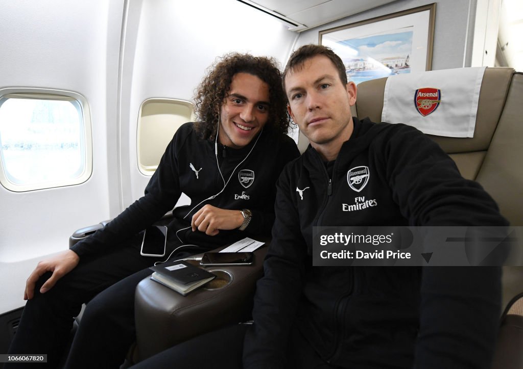 Arsenal Team Leave on Their Trip to Ukraine