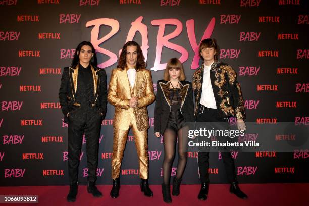 Maneskin attend the Netflix's "Baby" World Premiere Afterparty at Villa Sublime on November 27, 2018 in Rome, Italy.