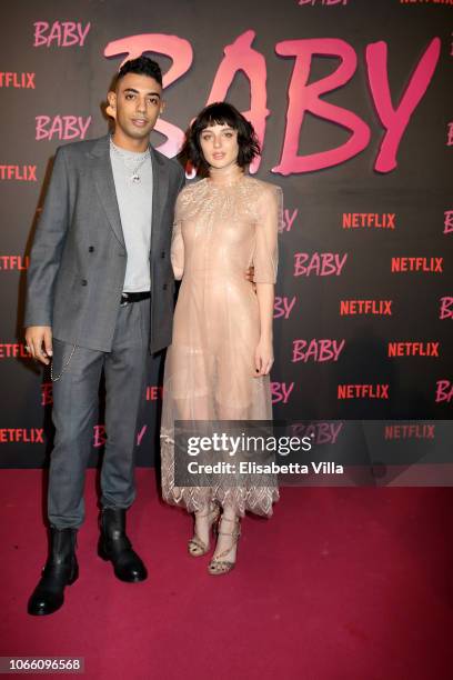 Dark Pyrex from Dark Polo Gang and Alice Pagani attend the Netflix's "Baby" World Premiere Afterparty at Villa Sublime on November 27, 2018 in Rome,...