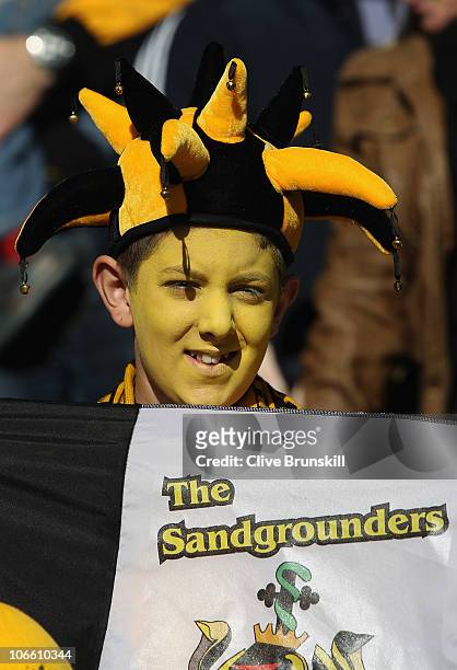 Young Southport fan during the FA Cup sponsored by E.ON first Round match between Southport and Sheffield Wednesday at Haig Avenue on November 7,...