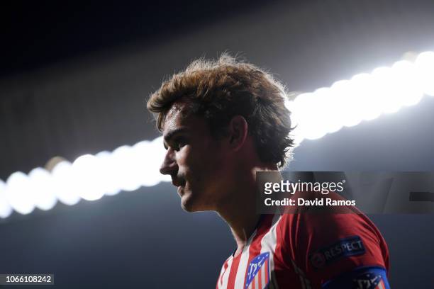 Antoine Griezmann of Atletico Madrid looks on during the UEFA Champions League Group A match between Club Atletico de Madrid and AS Monaco at Estadio...