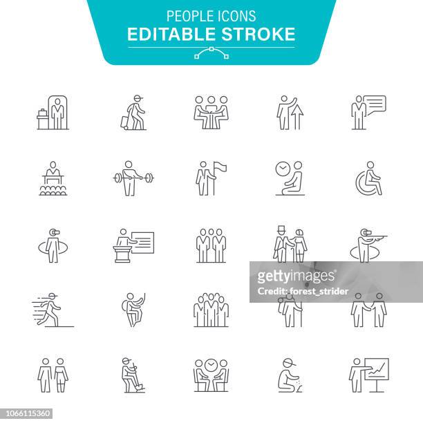 people line icons - sports team stock illustrations