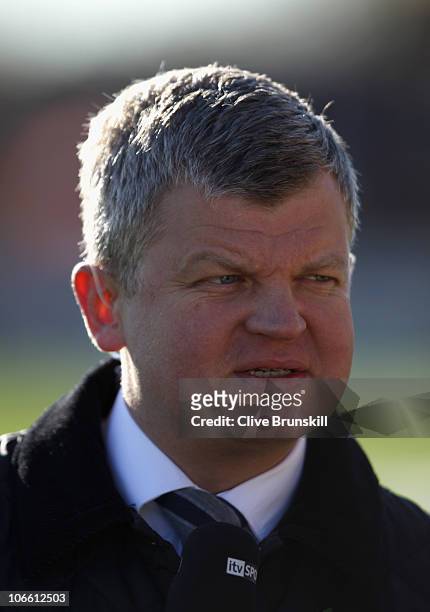 Television commentator Adrian Chiles during the FA Cup sponsored by E.ON first Round match between Southport and Sheffield Wednesday at Haig Avenue...